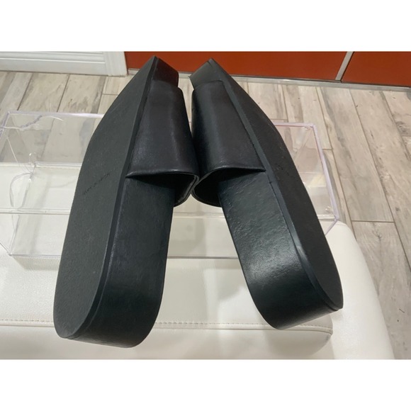 Tory Burch Black Leather Double T Logo Slides Sandals Women's Size - Picture 7 of 17